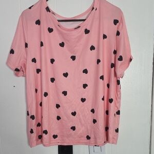 T.J.Maxx Pink Heart Pajama Top